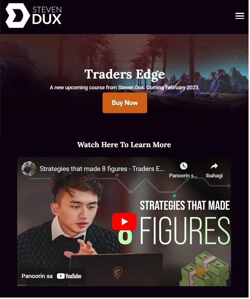 Steven Dux – Trader’s Edge Course 2023 – Strategies that Made Me 8-Figures Course